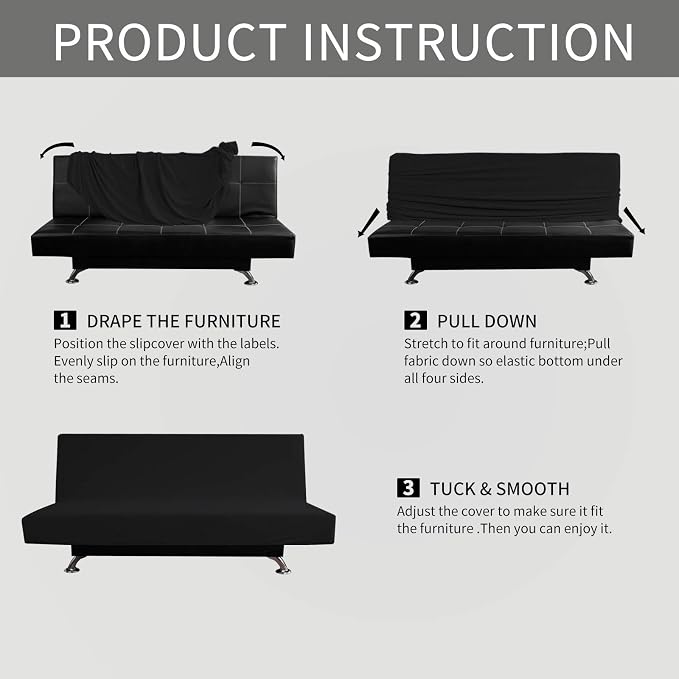 Easy-Going Stretch Futon Slipcover Armless Futon Bed Cover Furniture Protector - Image 6