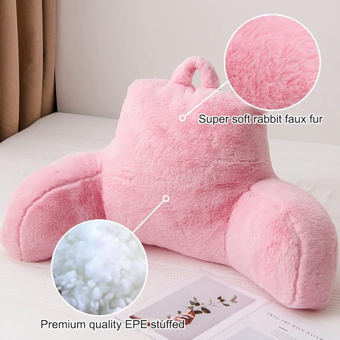 Holawakaka Large Faux Fur Bed Rest Pillow - Image 5