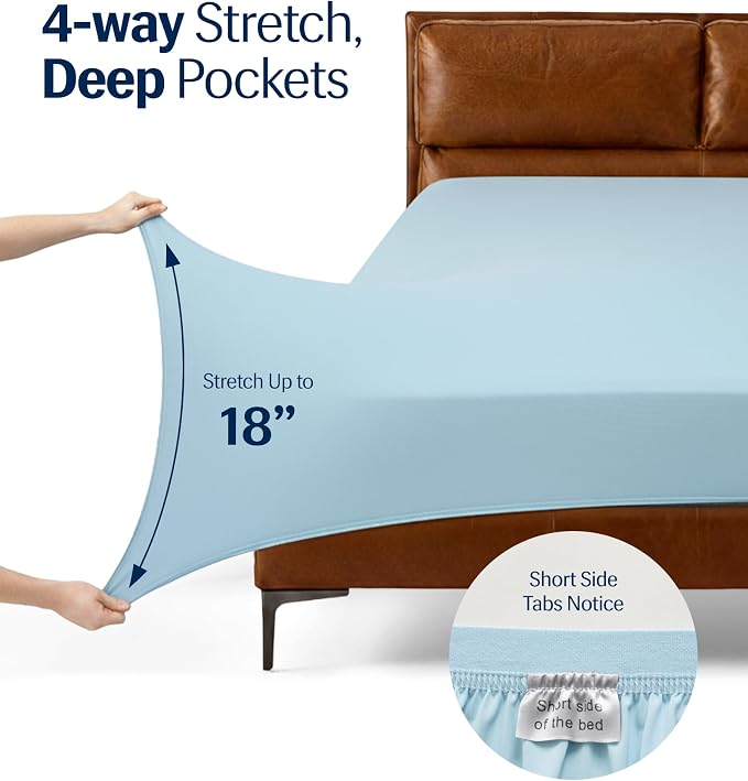 REST® Evercool®+ Cooling Sheet Set, King Size, Light Blue, Breathable Bed Sheets - Image 7