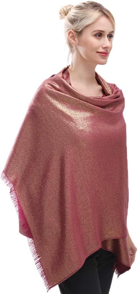 LMVERNA Women's Sparkling Metallic Soft Pashmina Shawls and Wraps Scarf in - Image 5