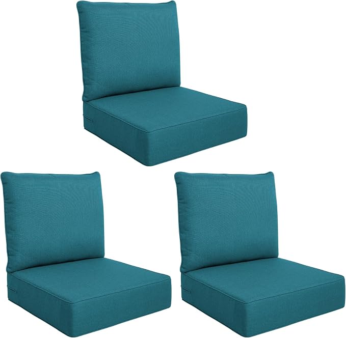 Luxury Outdoor Seat Cushion Set-24 x 24 x 6 Inch Outdoor Chair Cushions Set of 2 by NatureComfyOutdoorFurniture