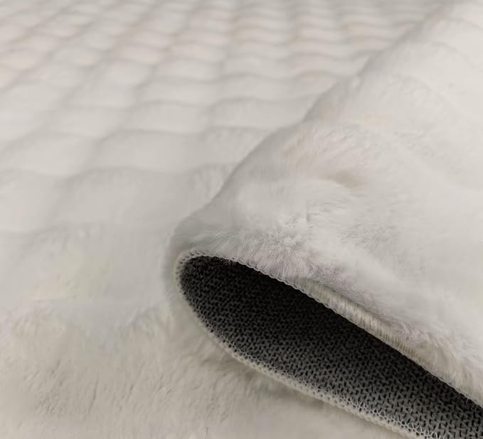 GLORY RUGS Area Rugs Bubble Soft Faux Rabbit Fur Rug 5x7 Polar White Plush - Image 4