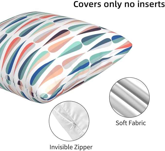bassyil Mid Century Retro Drop Throw Pillow Covers Decorative Linen Pillow - Image 3