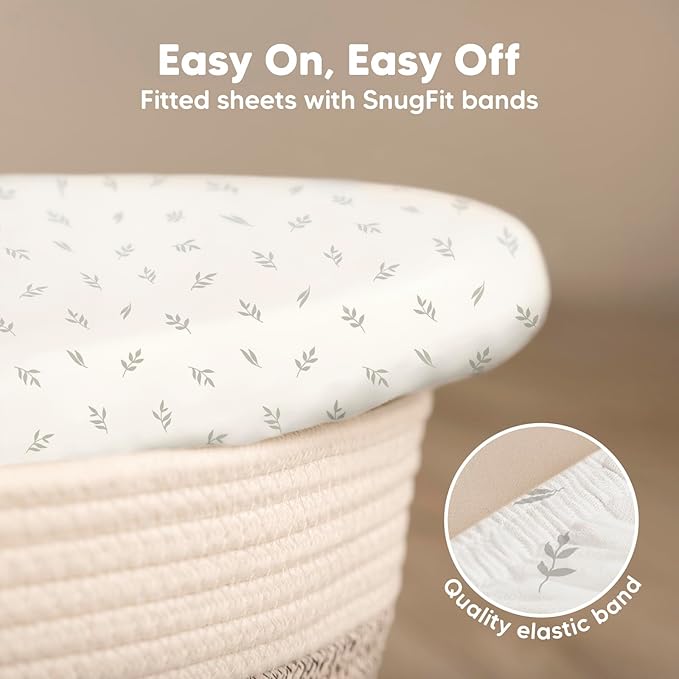 2-Pack Organic Bassinet Sheets for Girls, Boys - Image 5