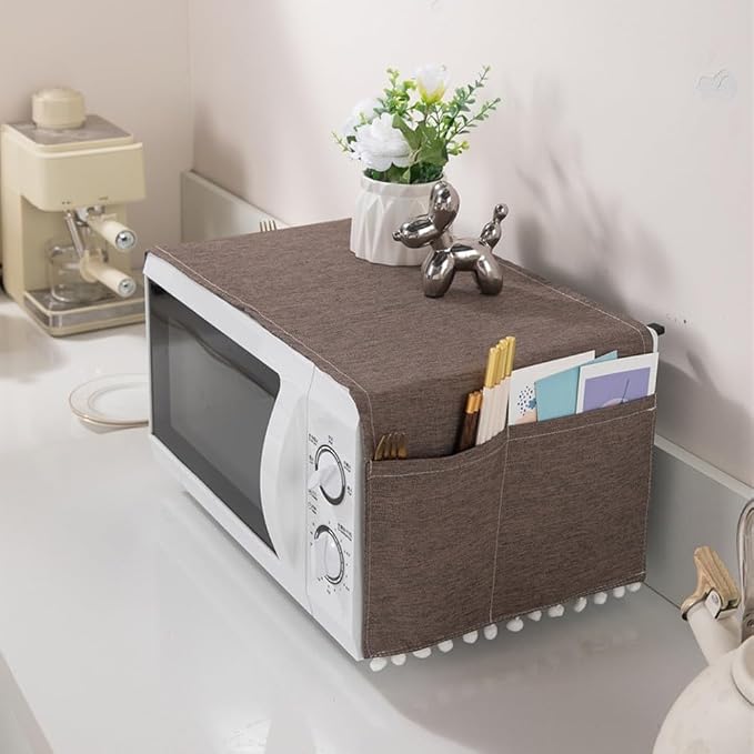 Microwave Oven Cover Dust Oil Proof Cotton Linen Waterproof Fabric Cloth - Image 9