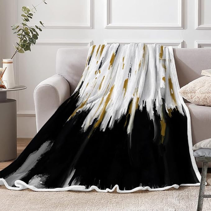 Abstract Ombre Throw Blankets, Modren Chic Art Oil Painting Cozy Warm Bed Couch - Image 3