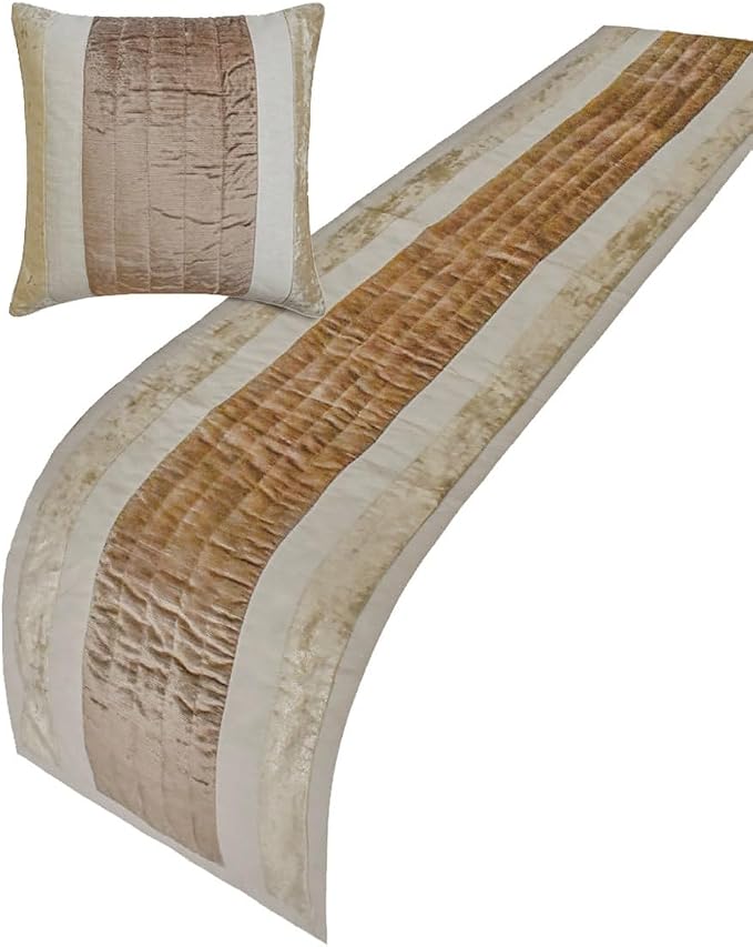 The HomeCentric King/Queen/Twin Beige Luxury CA King 86"x18" Bed Runner - Image 4
