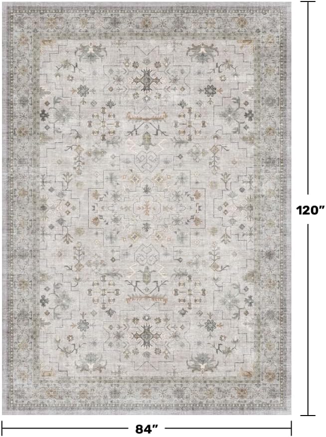 Boho Light Grey Living Room Rug 7x10 - Image 2