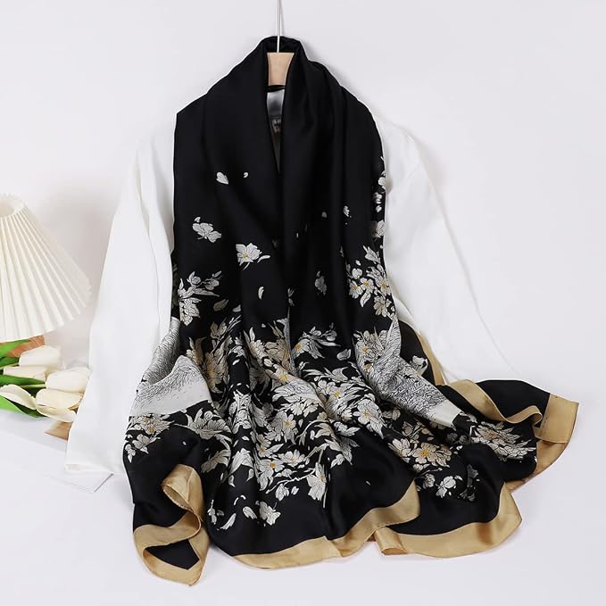 Fashion Scarves Scarf 100% Silk Feeling Scarf Silk Like Scarves Long - Image 2