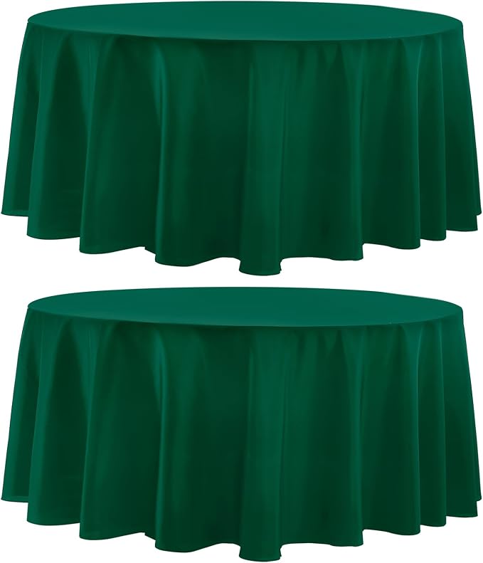 Round Tablecloth 2 Pack 108 Inch Dark Green Tablecloths Washable Decorative by AOCOZHomeLifeMuseum