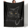 HommomH Black Cat Blanket for Women Girls, Cat Lover Gifts, Soft Fleece Throw by HommomH