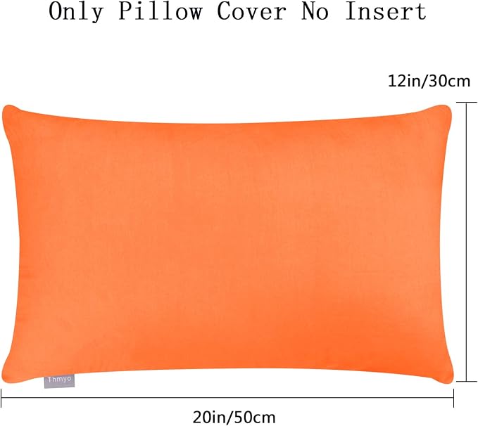 Thmyo 4-Pack 100% Cotton Lumbar Comfortable Solid Decorative Throw Pillow Case - Image 5