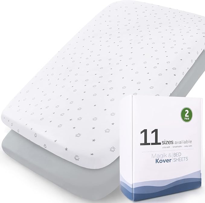 Bassinet Sheets 2 Pack, Fit for Graco Travel Lite Crib, My View 4 in 1 by Magik+%26+Kover