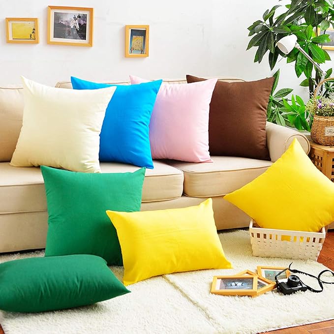 4-Pack 100% Cotton Lumbar Comfortable Solid Decorative Throw Pillow Case - Image 4