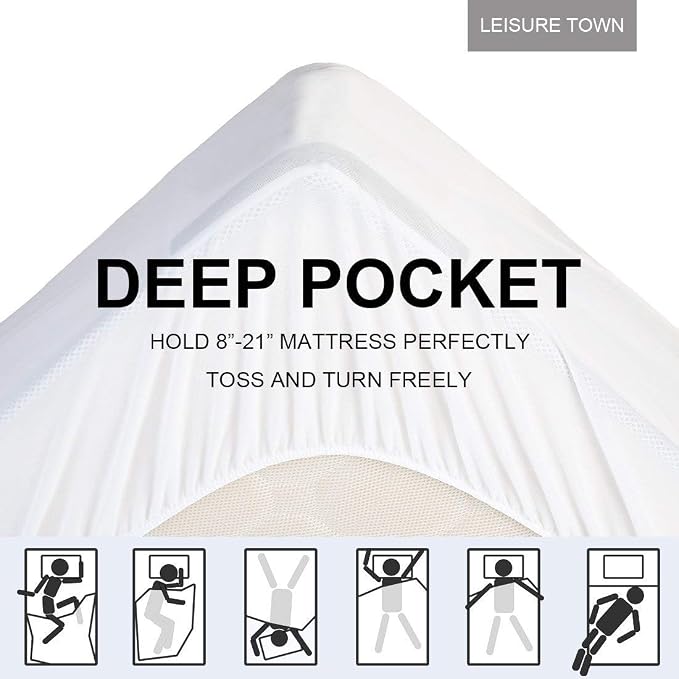 LEISURE TOWN King Mattress Pad Fitted Quilted Cotton Mattress Cover Cooling - Image 4
