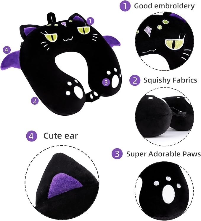 Niuniu Daddy Black Cat Kids Neck Travel Pillow - Image 4