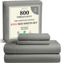 100% Cotton Sheets King Size Sheets Set, 800 Thread Count Sateen Weave Luxury by CHATEAUHOMECOLLECTION