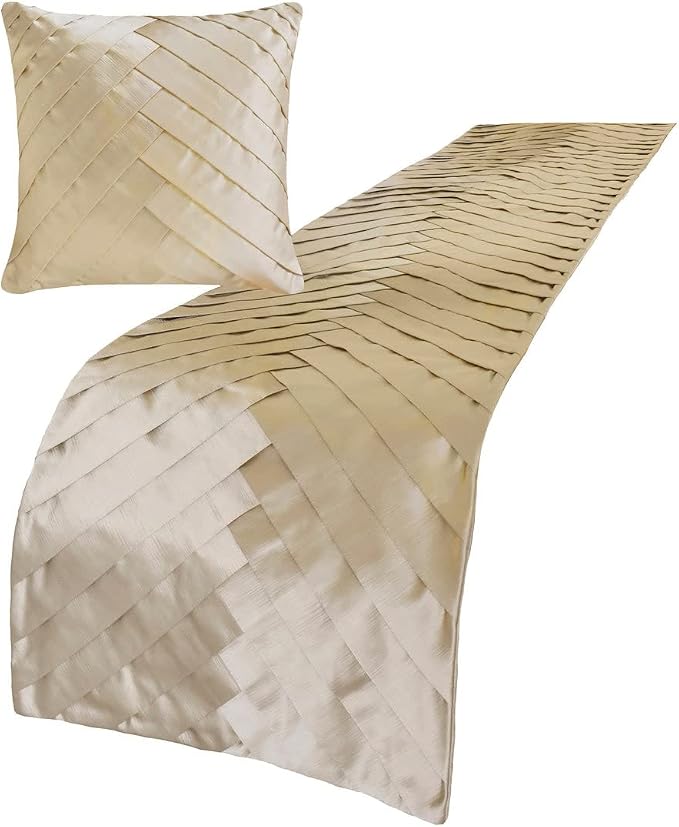 The HomeCentric King/Queen/Twin Ivory Designer Twin 53"x18" Bed Runner Without - Image 2
