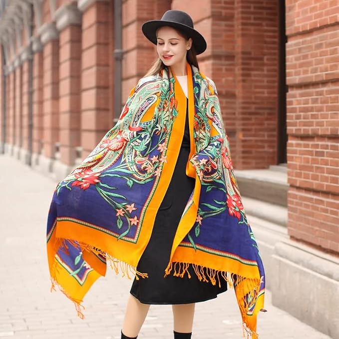 DANA XU 100% Merino Wool Extra Large Pashmina Blanket Travel Scarf Cashmere Wrap - Image 7