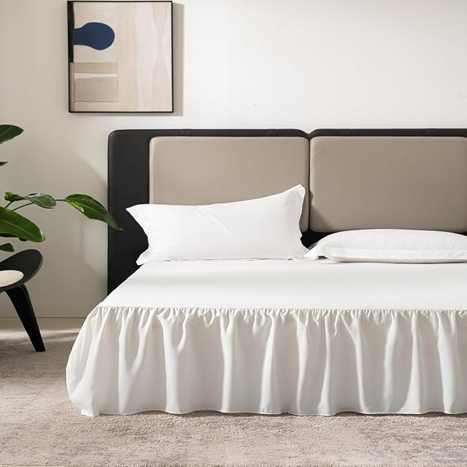 Ivory Bed Skirt Full Size Ruffled Bed Skirt - Image 2