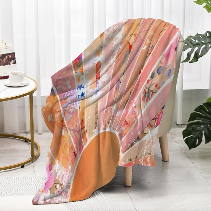 Orange Boho Sun Throw Blanket 60Wx80H Inch Bohemian Minimalist Art Boys Girls - Image 5