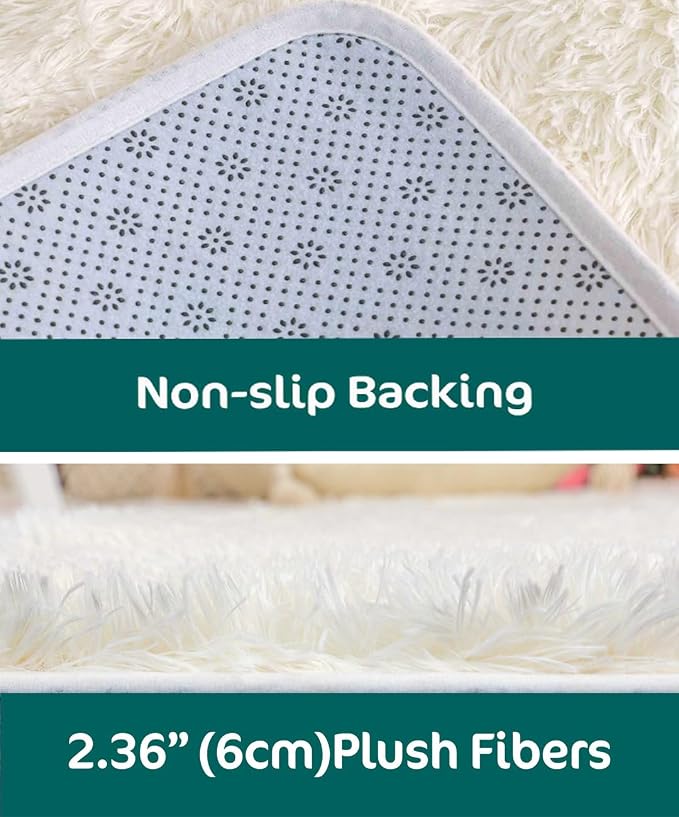Kate Photography Floor Mats Super Soft PV Fur Rug Fluffy White Plush Area Carpet - Image 5
