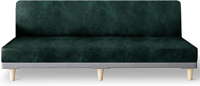 molasofa Leather Like Stretch Futon Slipcover Armless Futon Bed Sofa Cover by Molasofa