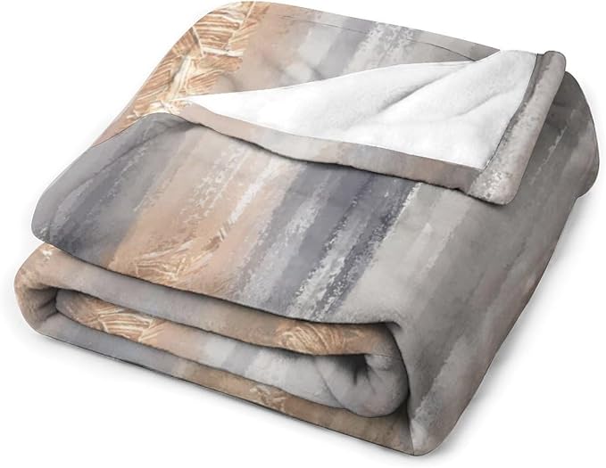 Abstract Gradient Blanket, Modern Fashion Baroque Gold Grey Painting Strokes - Image 4