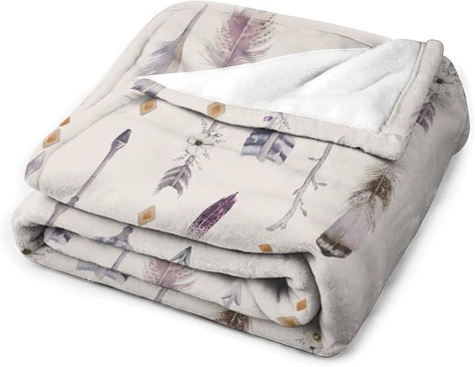 Boho Tribe Blanket, Bohemian Aztec Ethnic Tribe Native Tribal Arrows Feathers - Image 3