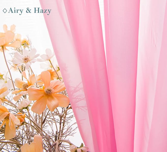PI Pink Sheer Short Curtains 63 Inches Long - Image 2