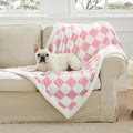 Checkered Dog Blanket, Cute Girly Women Aesthetic Style Fluffy Fleece Pets by Ohocut