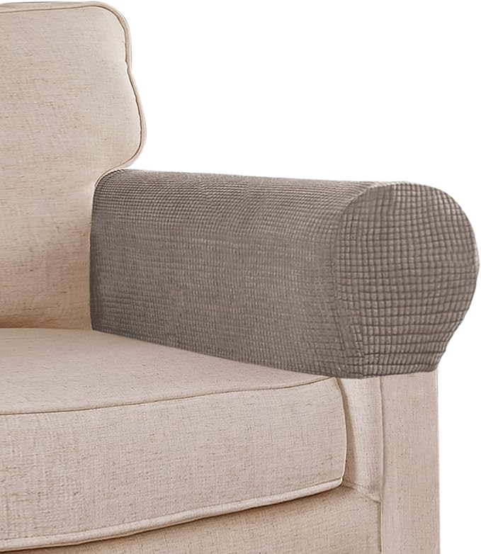 Stretch Sofa Arm Covers Spandex Jacquard Anti-Slip Couch Arm Covers by L.VICTEX