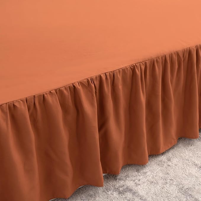 Terracotta Bed Skirt Full Size Ruffled Bed Skirt - Image 3