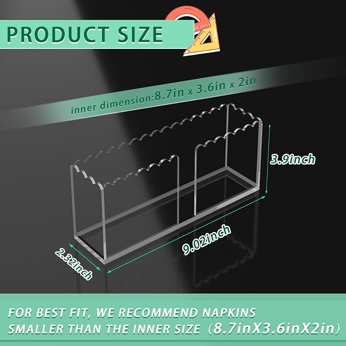 Napkin Holder, Vertical Scalloped Acrylic Guest Towel Holder, Waterproof Guest - Image 3