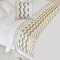 The HomeCentric King/Queen/Twin Ivory Decorative Queen 74"x18" Bed Runner by TheHomeCentric