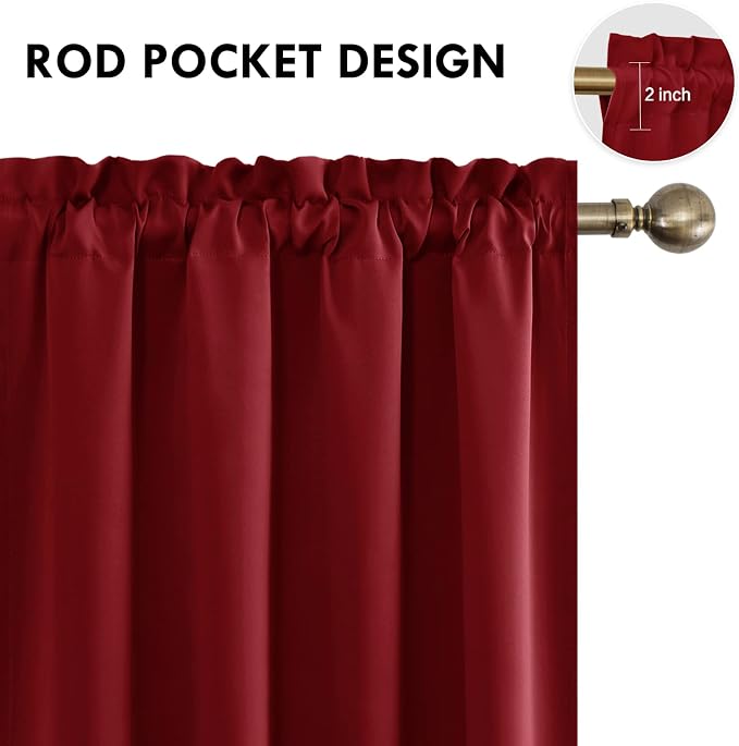 DWCN Burgundy Room Darkening Blackout Curtains - Image 4