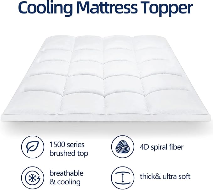 Mattress Topper Twin for Back Pain, Extra Thick Mattress Pad Cover, Plush - Image 2