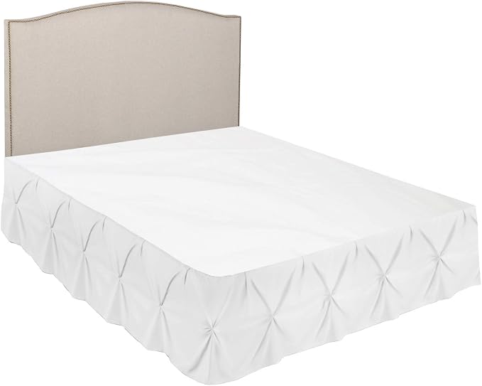 Nestl White Pinch Pleat Cal King Bed Skirt, Microfiber - Image 7