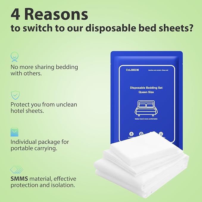 2 Pack Disposable Bed Sheet Queen Size, Disposable Sheet - Image 6