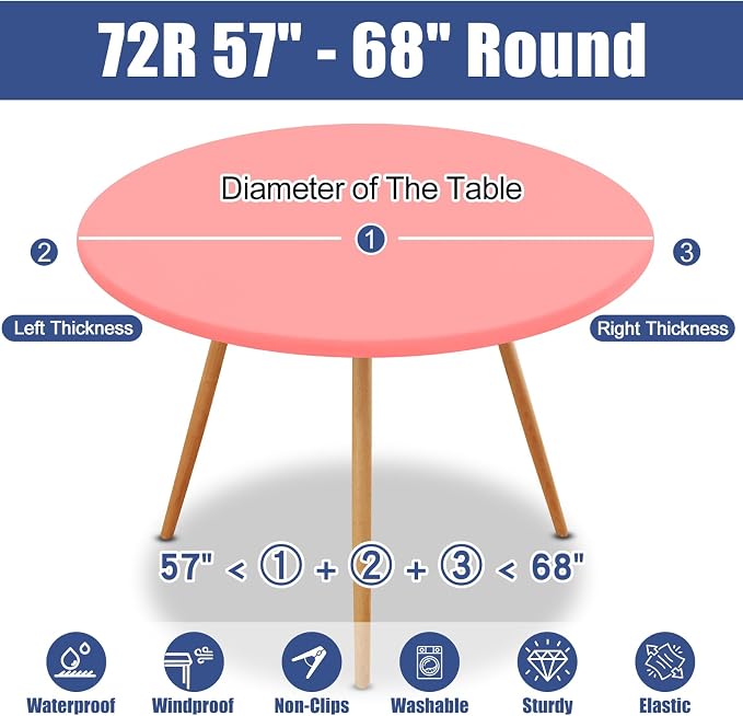 Round Spandex Tablecloth, Elastic Fitted Waterproof Tablecloths - Image 8