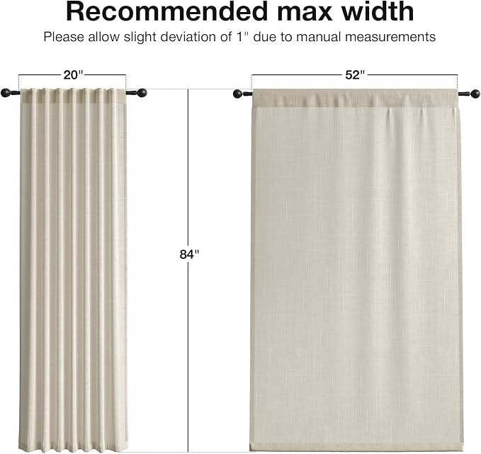 Anmao Natural Linen Curtains for Living Room 84 Inch Length 2 Panels Set - Image 6