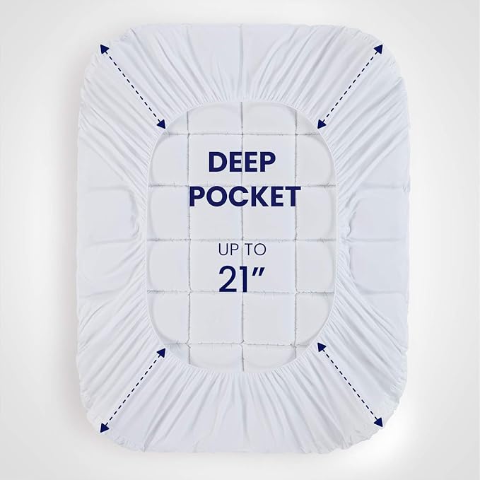 SLEEP ZONE King Size Cotton Mattress Pad, Super Soft Pillow Top Mattress Topper - Image 3