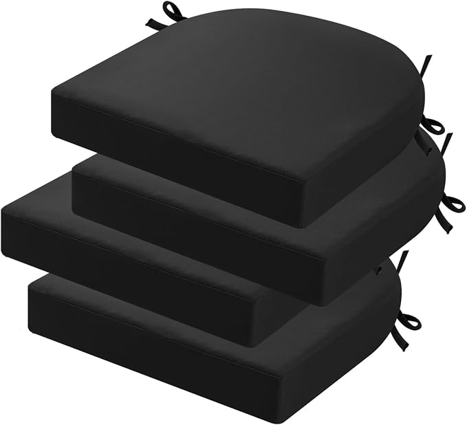 idee-home Outdoor Chair Cushions Set of 4, Thick 17" x 17" x 3" Patio Chair by idee-home