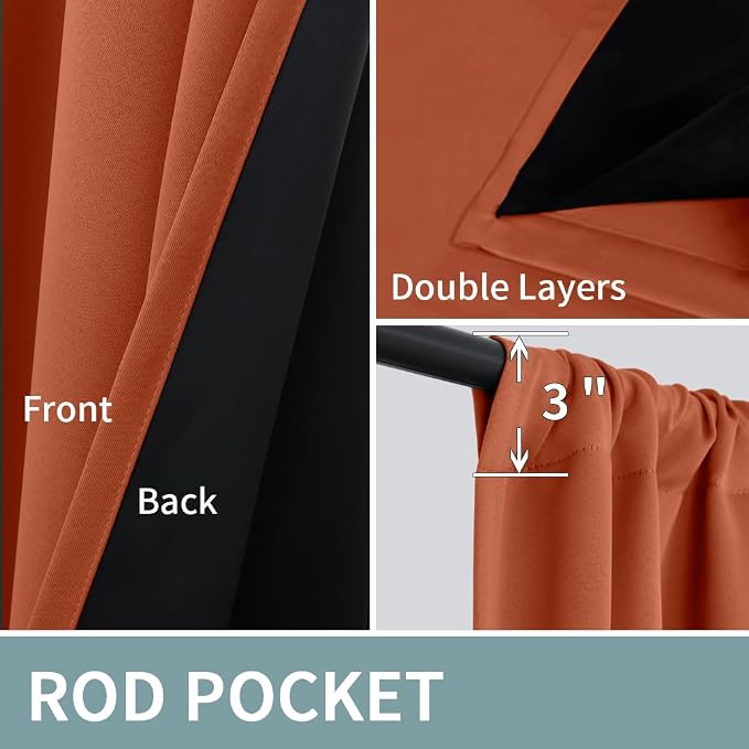 BGment Terracotta 100% Blackout Curtains - Image 7