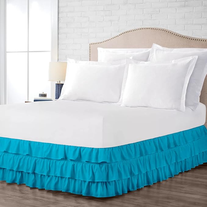 Multi-Ruffle Bed Skirt, Soft Multi Ruffle Bed Skirt Elastic Dust Ruffles by Unknown