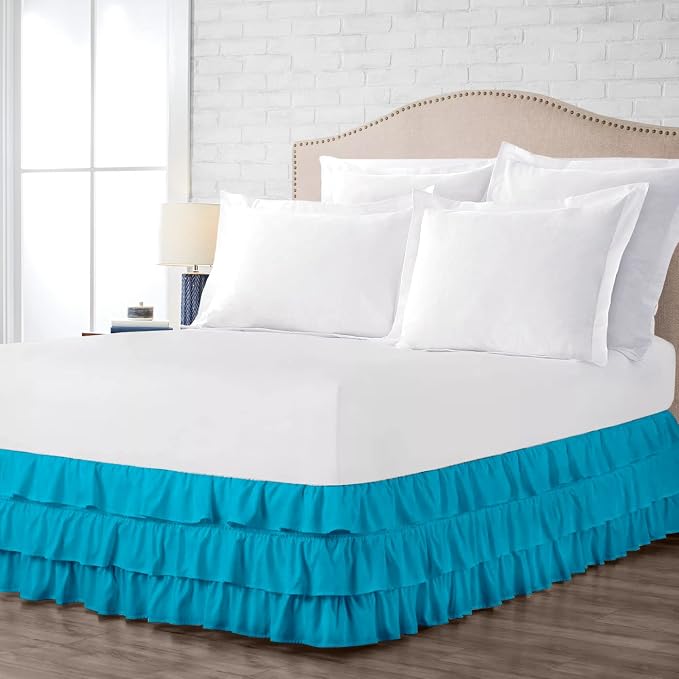 Multi-Ruffle Bed Skirt, Soft Multi Ruffle Bed Skirt Elastic Dust Ruffles - Image 2