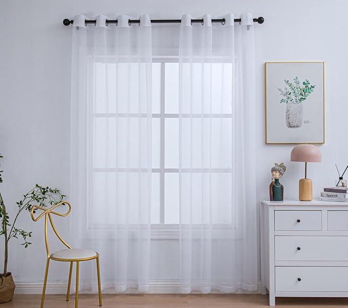 PI Sheer Window Curtains Home Decoration Solid Voile Panels by PI