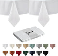 maxmill 2 Pack 60 x 84 Inch White Faux Linen Textured Rectangle Tablecloth by maxmill