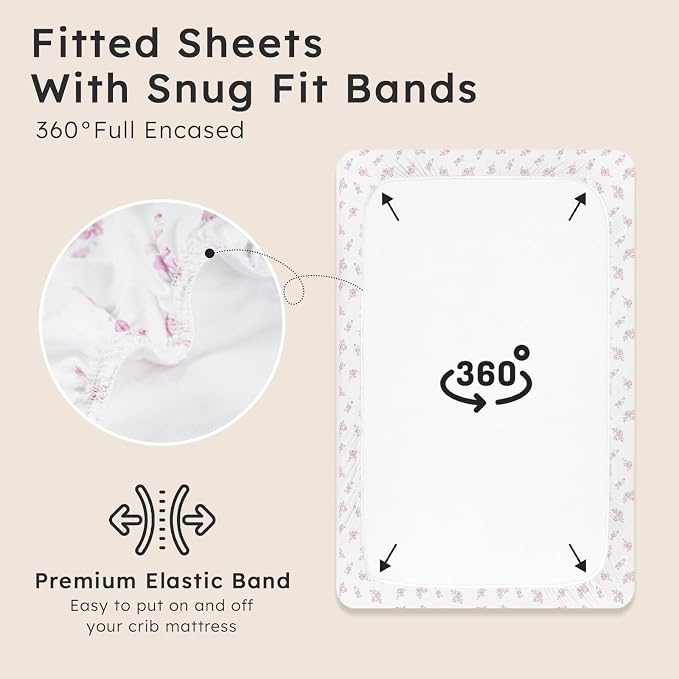 Baby Crib Sheets for Boys Girls Neutral, 2 Pack Crib Mattress Sheet for - Image 4