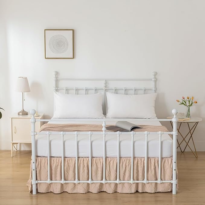 Bed Skirt King Size，Ruffled Cream Bed Skirt - Image 7